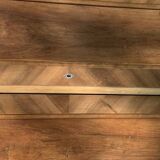 Vintage Hungarian wooden wardrobe in brown with two doors, late 19th century.