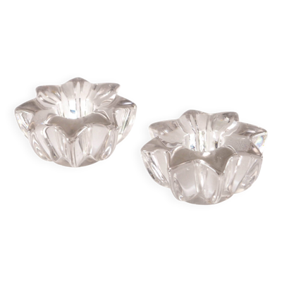 Paire de petits bougeoirs en cristal
