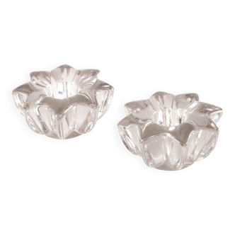 Pair of small crystal candlesticks