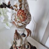 Parrot Candle Holder, Enameled Porcelain and Bronze, Late 19th Century