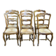 6 vintage Louis XV dining chairs with rush seats from the 20th century.