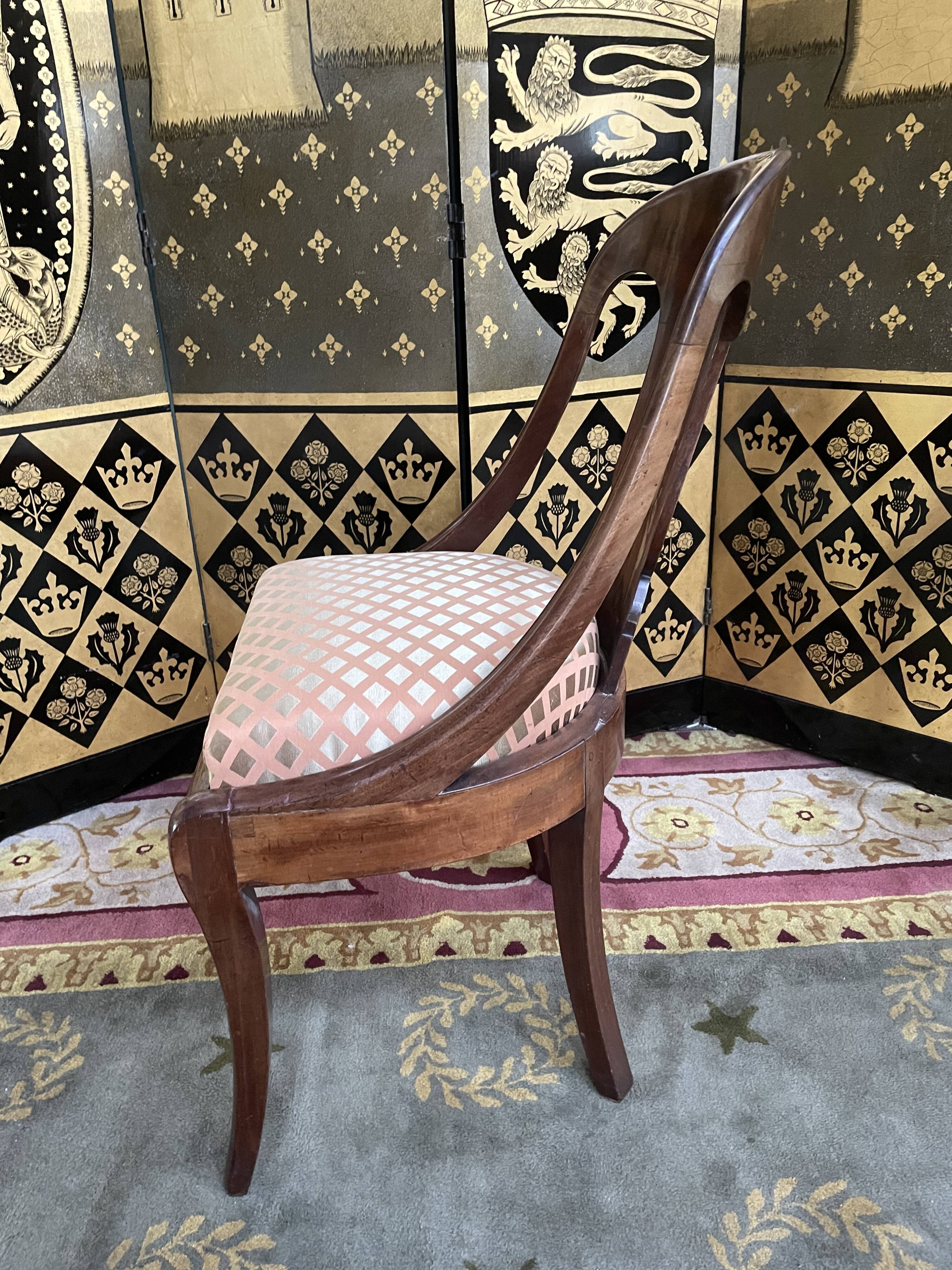 Empire style mahogany gondola chair