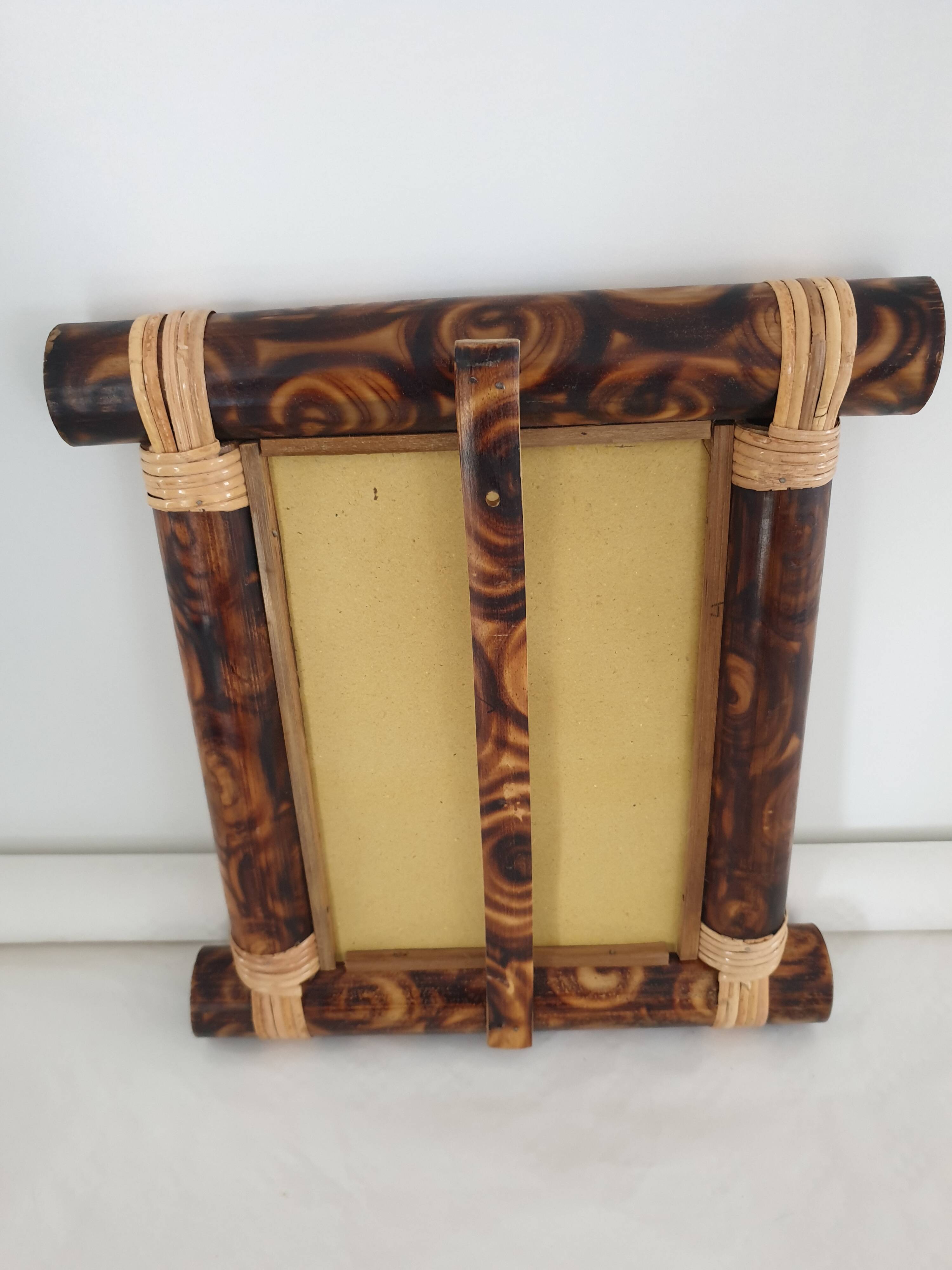 Bohemian bamboo wall mirror 40cm x 35.5cm