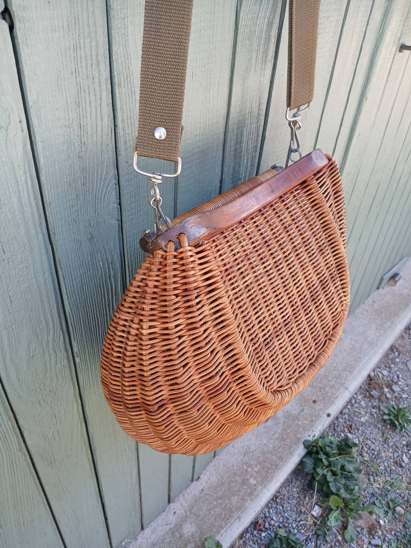 Large handmade wicker fishing basket