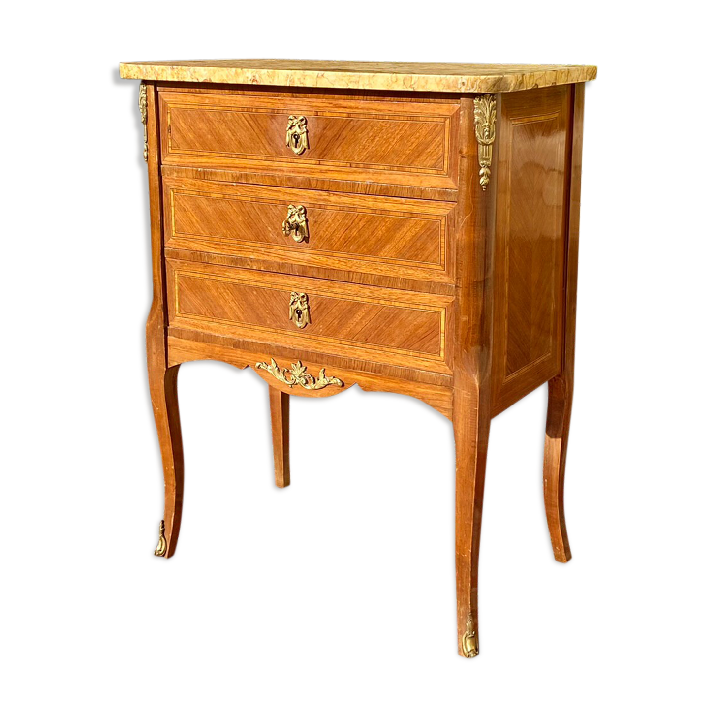 Dresser transition marquetry and bronze style Louis XV