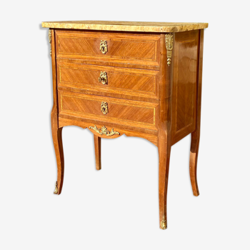Commode transition marqueterie et bronze style Louis XV