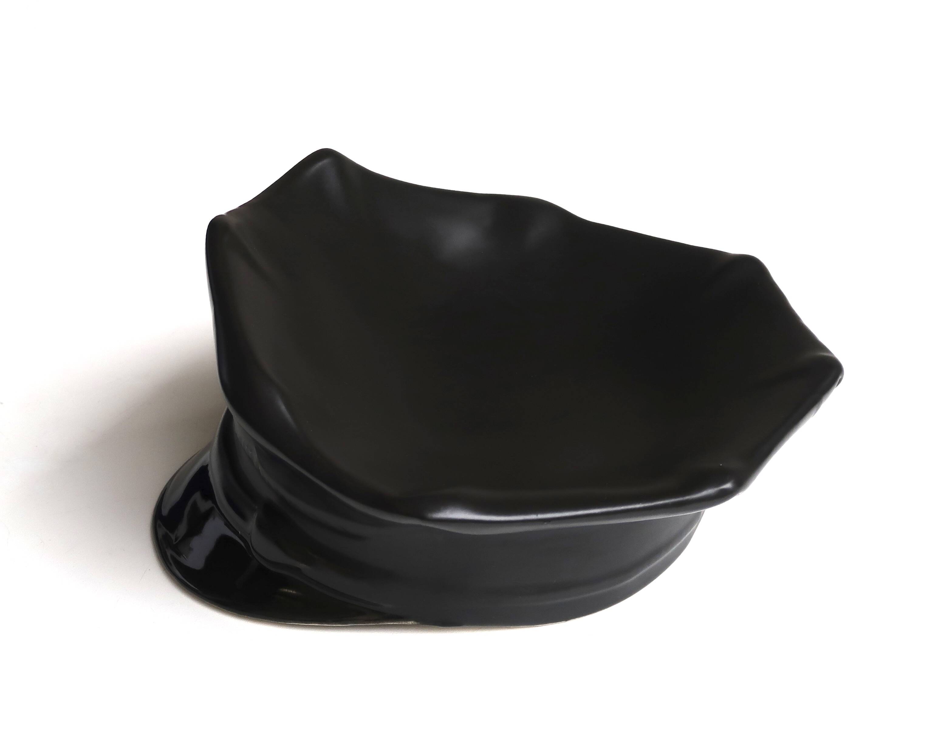 Black ceramic vide poche by Jean Claude Peiré, 1980s.