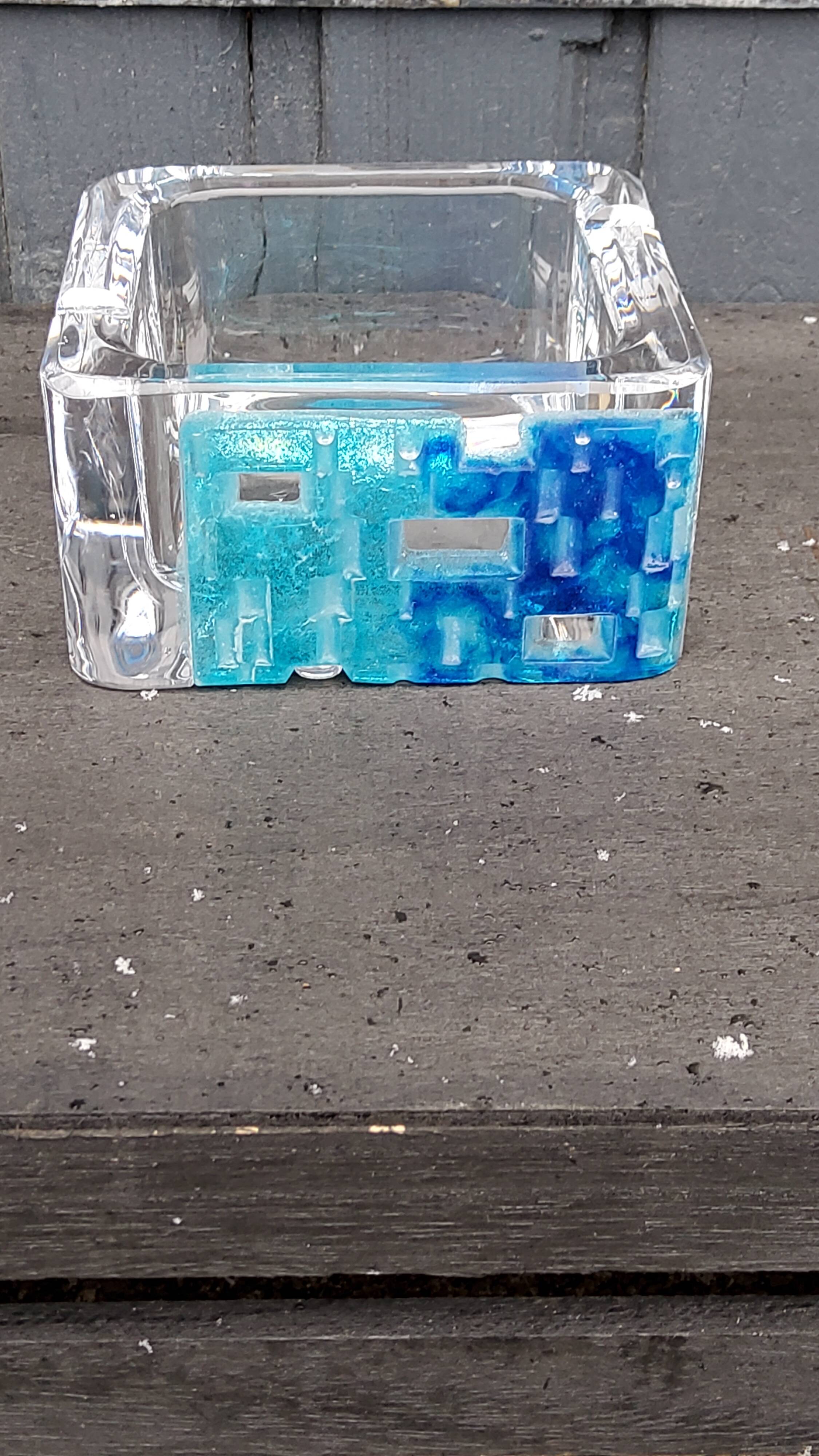 Crystal and glass paste ashtray Daum design from the 80s