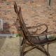 Chaise longue vintage en bambou et rotin avec coussins en cuir, années 1960