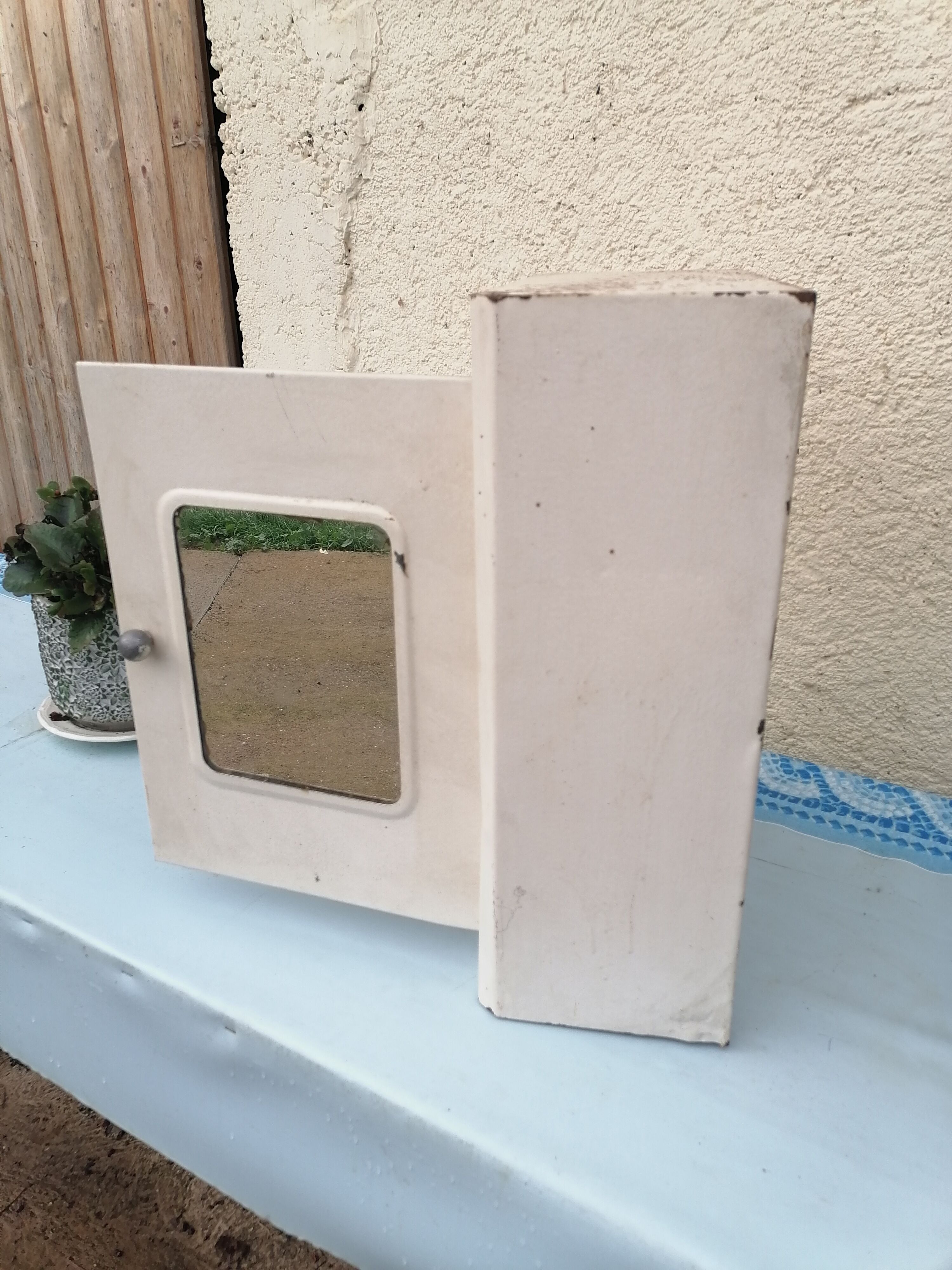 Toilet cabinet pharmacy old mirror tole