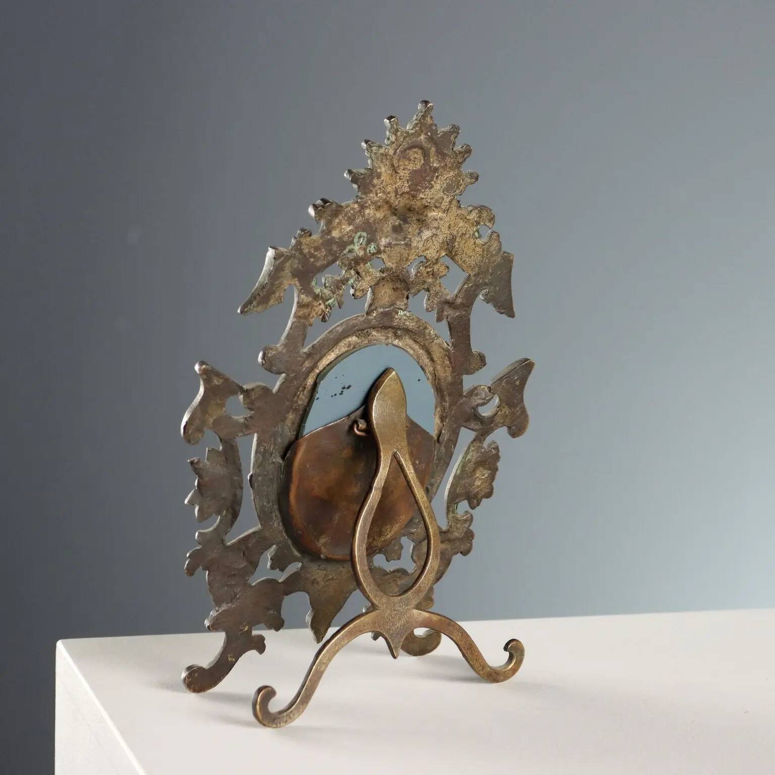 Antique table mirror in bronze, Italy, 19th-20th century