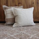Housse de coussin artisanale en coton recyclé tissé main