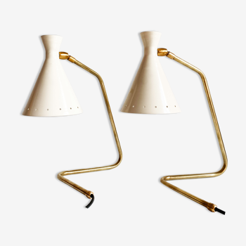 Paire de lampes italiennes « cocotte » design années 50