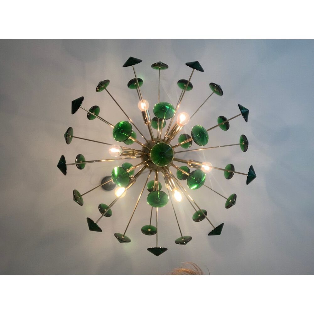 Suspension ovale en verre de murano vert « coni » spoutnik