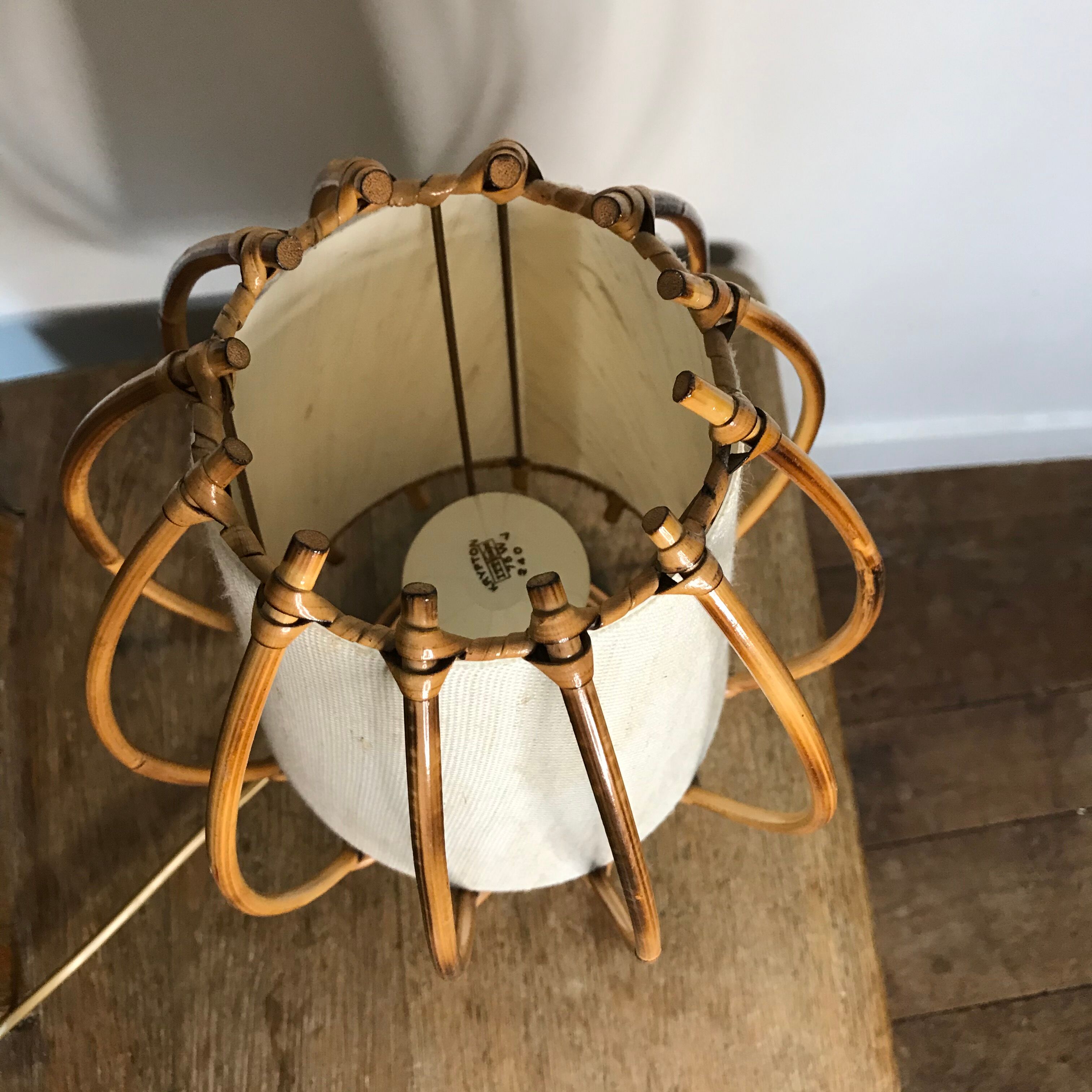 Louis Sognot vintage rattan lamp