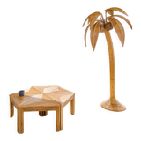 Rattan coconut floor lamp