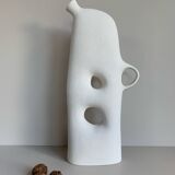 Raw white stoneware vase