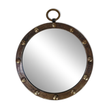 Round wrought iron porthole mirror