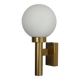 Large minimalist cinema wall light in opal glass and heavy brass, 1960s, Germany