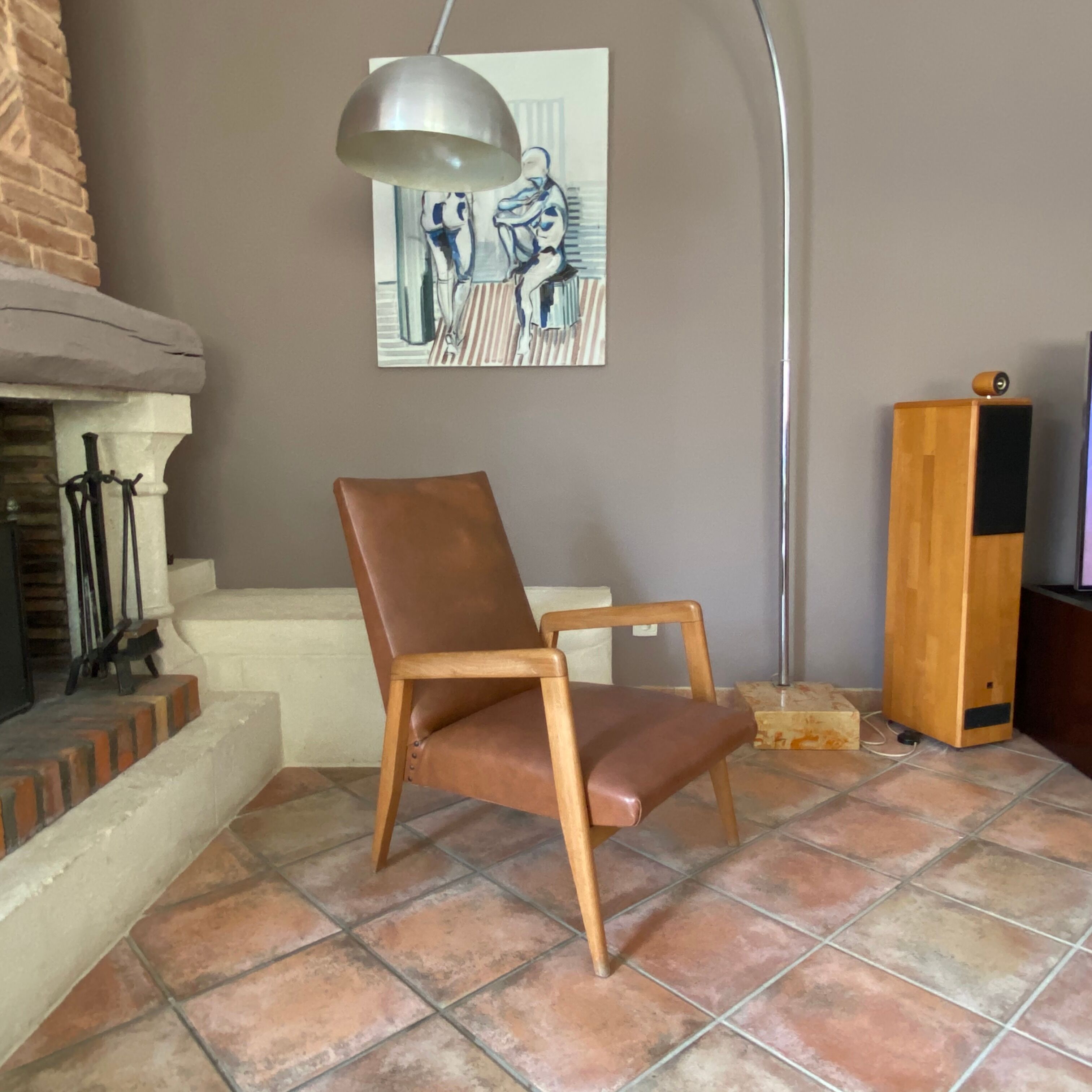 Paire de fauteuils scandinave pieds compas 1950/60