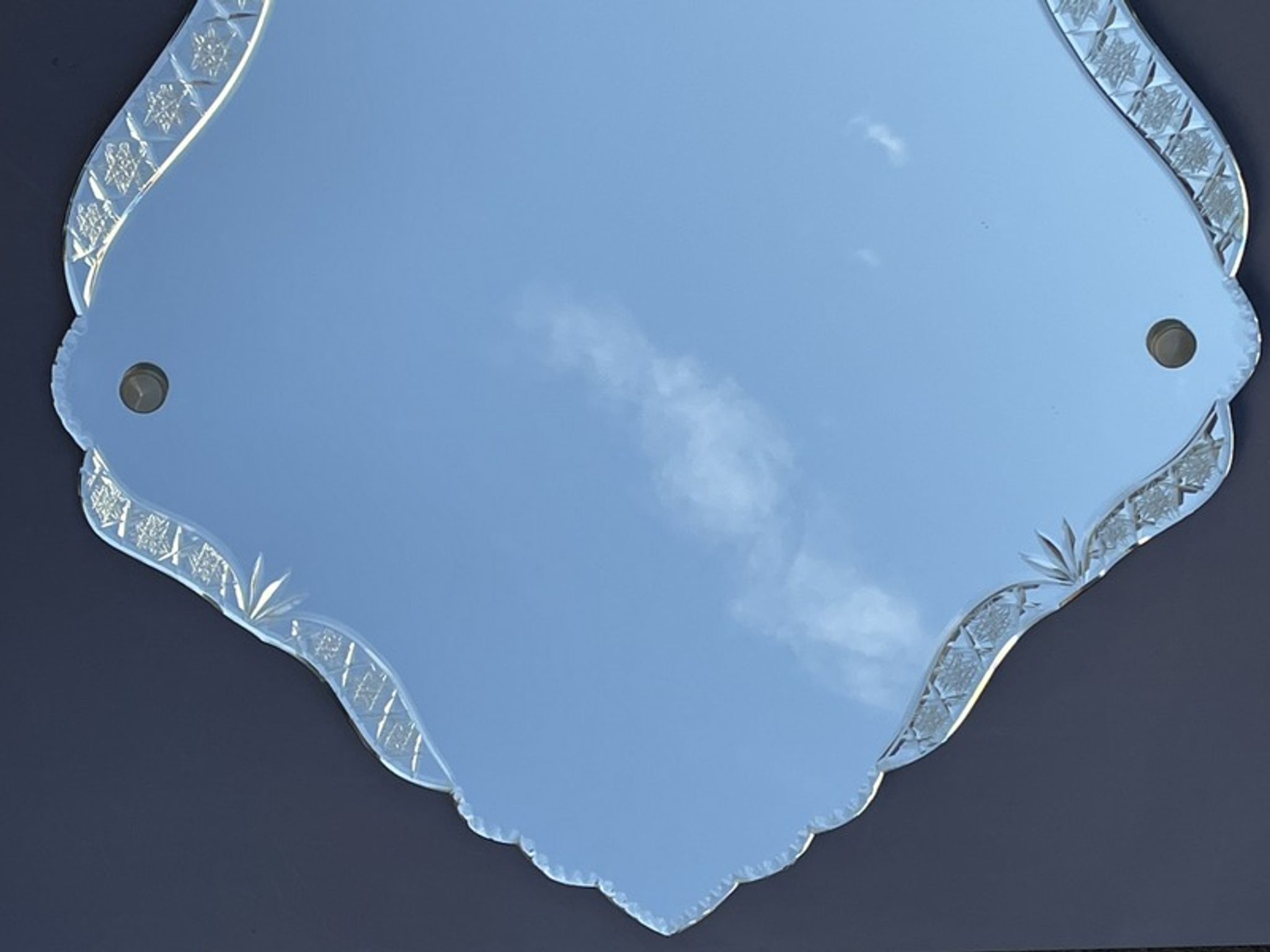 Mirror eventful shape bisauté carved chiseled Venetian mirror of Venice XXth