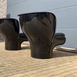 2x Chaise Joe Colombo Elda Longhi noir sur noir, état showroom !