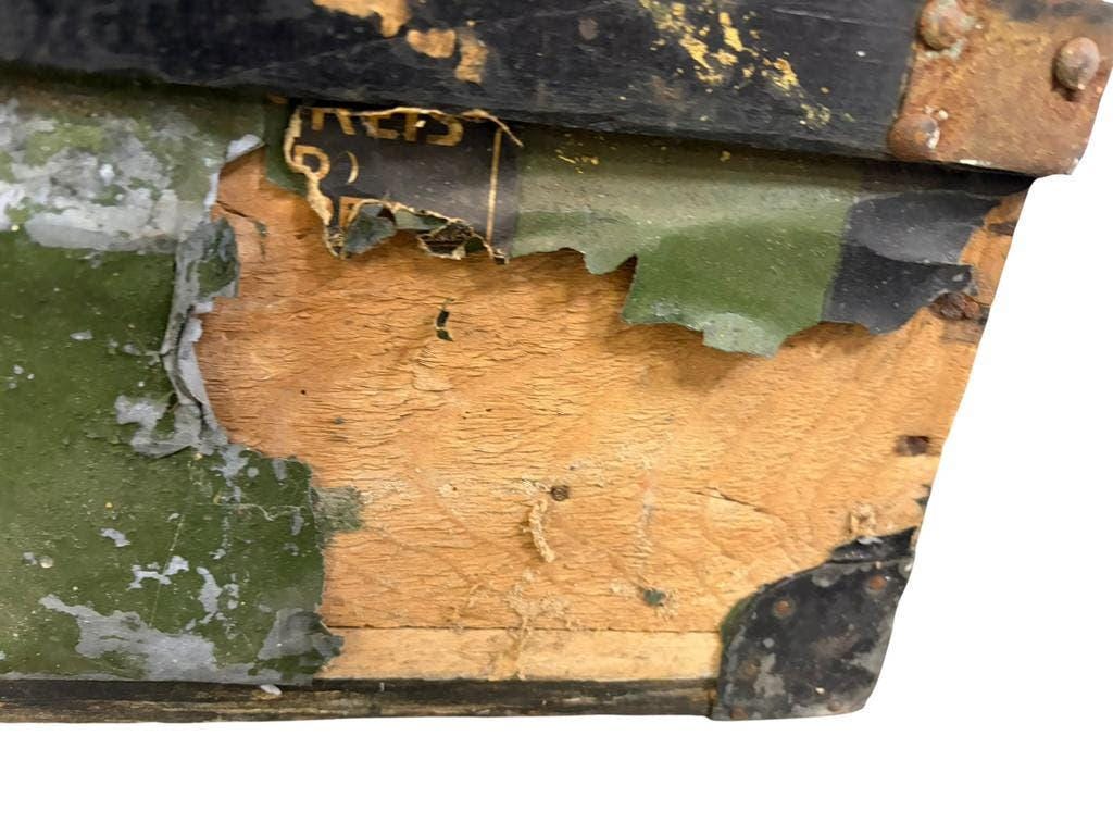 Vintage. XL green metal industrial suitcase / trunk.
