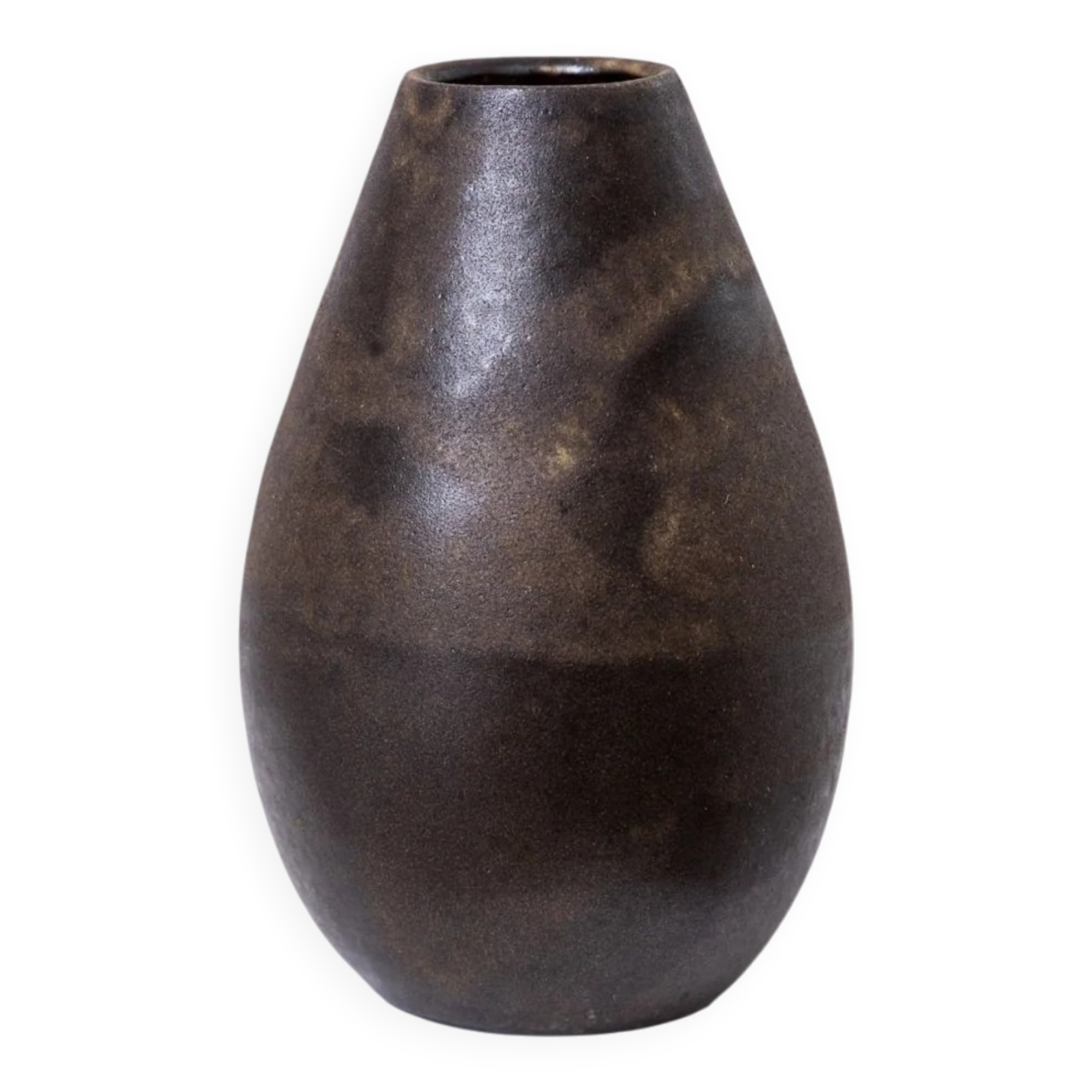 Dark brown ceramic Studio Keramik vase by Elisabeth Dunker, organic mid-century 1960s