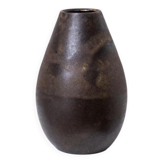 Dark brown ceramic Studio Keramik vase by Elisabeth Dunker, organic mid-century 1960s
