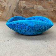 Antique cyclope candle holder ceramic fat lava turquoise blue vintage