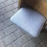 Mid-century grey cinema armchair in beech and fabric — Hungarian seat from the 1950s