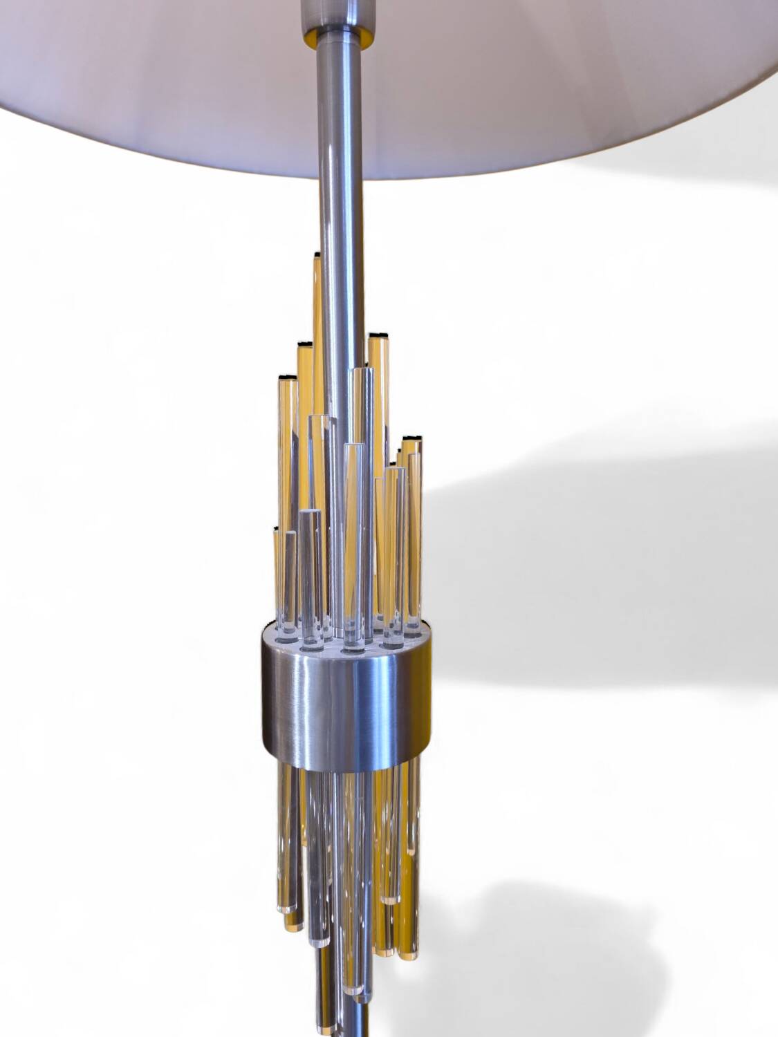 1990s design floor lamp – Brushed metal & crystals