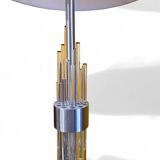 1990s design floor lamp – Brushed metal & crystals