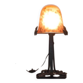 Lampe en fer forgé 1930 obus pâte de verre