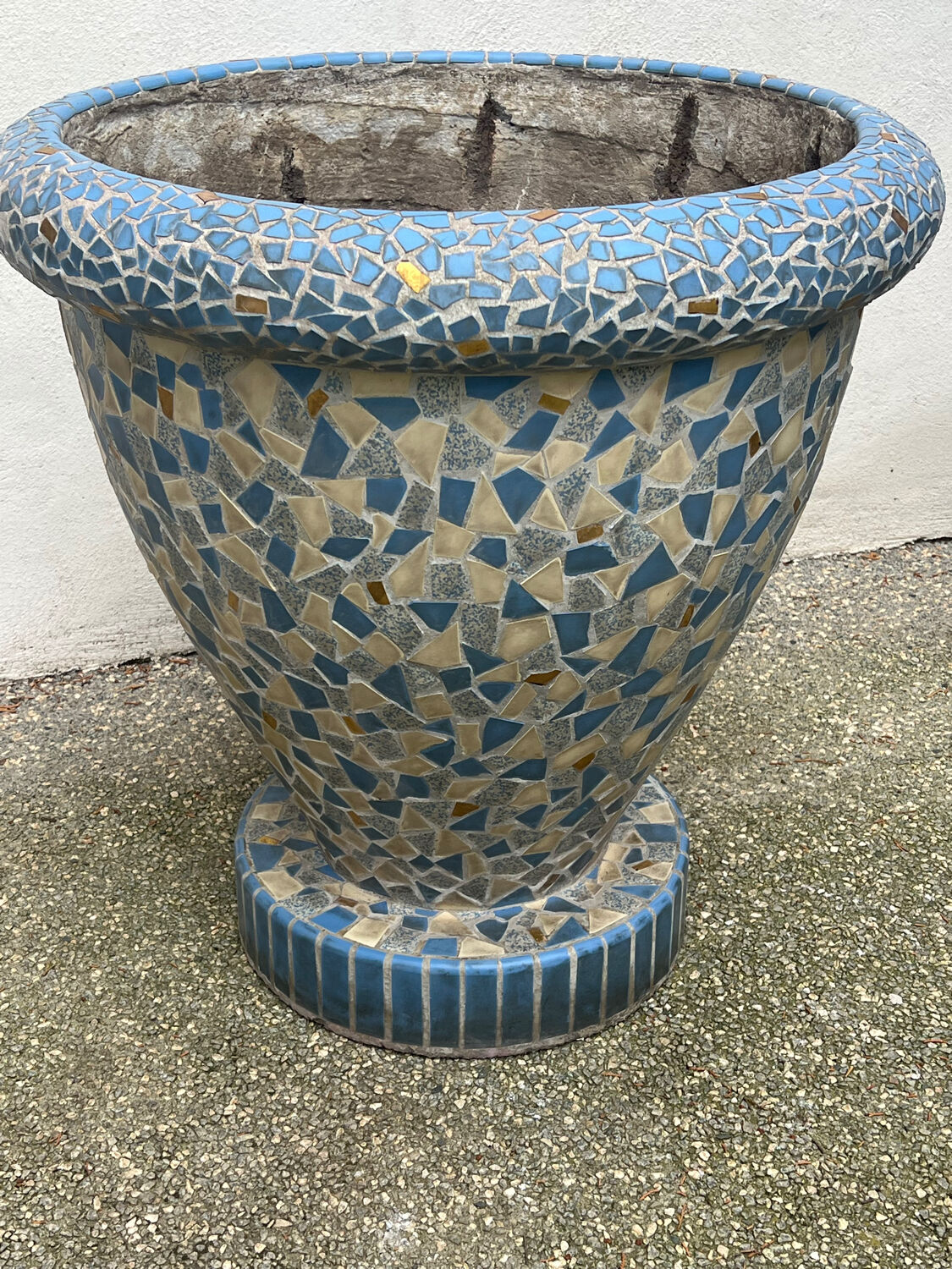 Large antique mosaic pot, 70cm high, from the 1960s