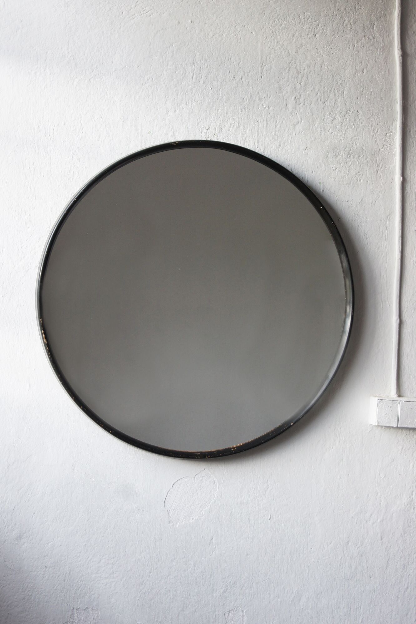 Mid-century scandinavian round wooden mirror, 1960s, 70 cm