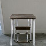 Stool step stool with 3 steps in wood and metal, 1960s