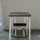 Stool step stool with 3 steps in wood and metal, 1960s