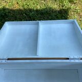 Raw wooden chest with a secret drawer