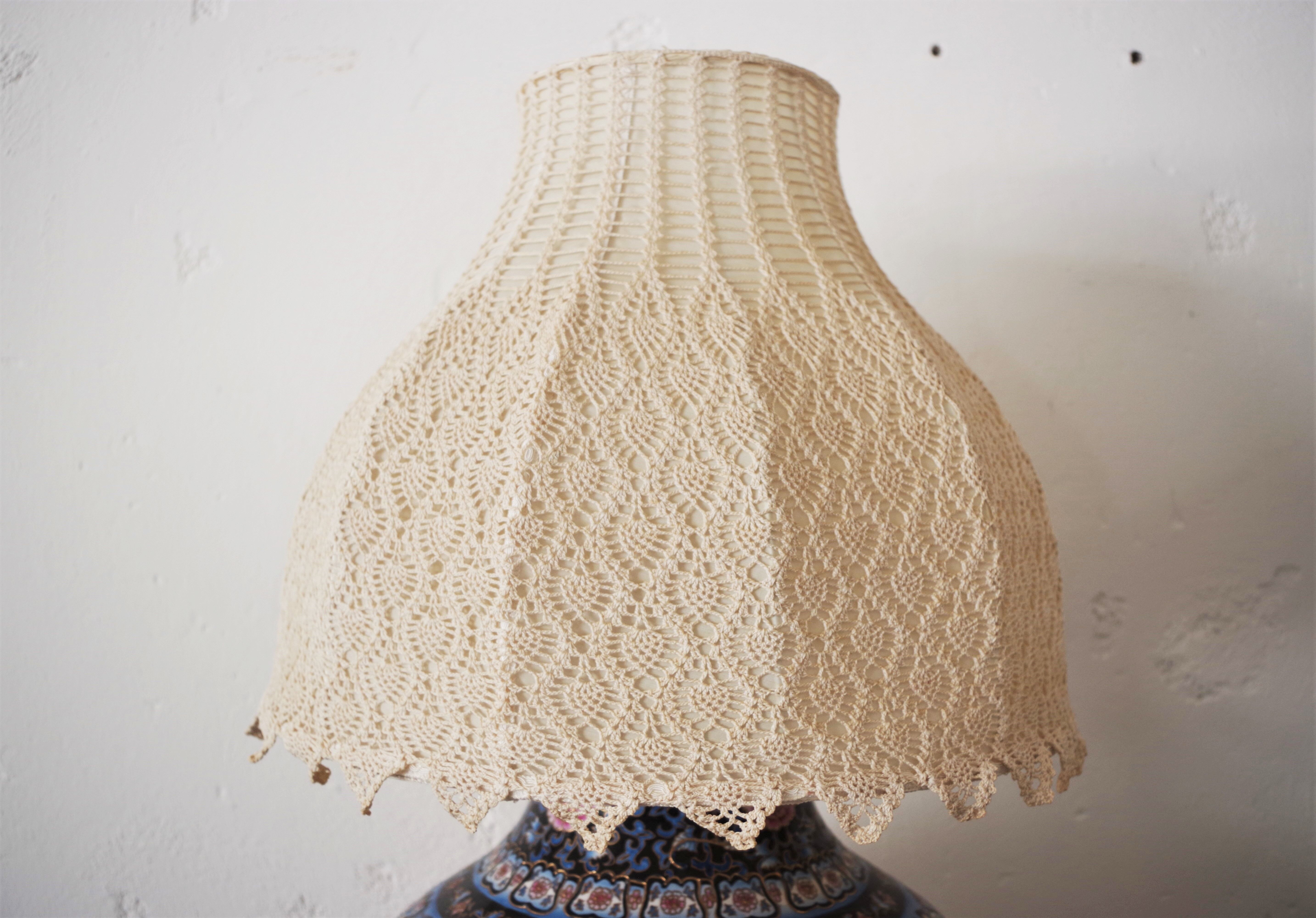 Vase-shaped table lamp with hand-embroidered lampshade, China, 1950