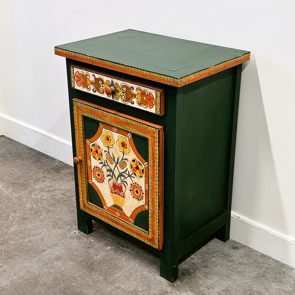 Large hand-painted Provençal folk art cabinet by a Provençal artist, 1970s