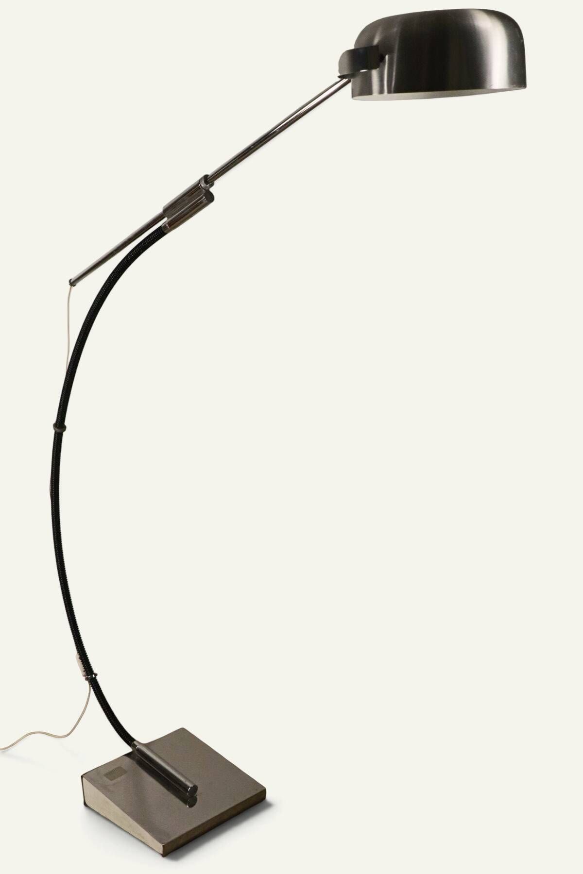 Vintage arc floor lamp with a chrome metal balance, 1970.