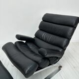 COR Sinus Black Leather Lounge Chair with Ottoman