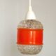 French vintage pendant light clear decorative glass shade with orange band 4449