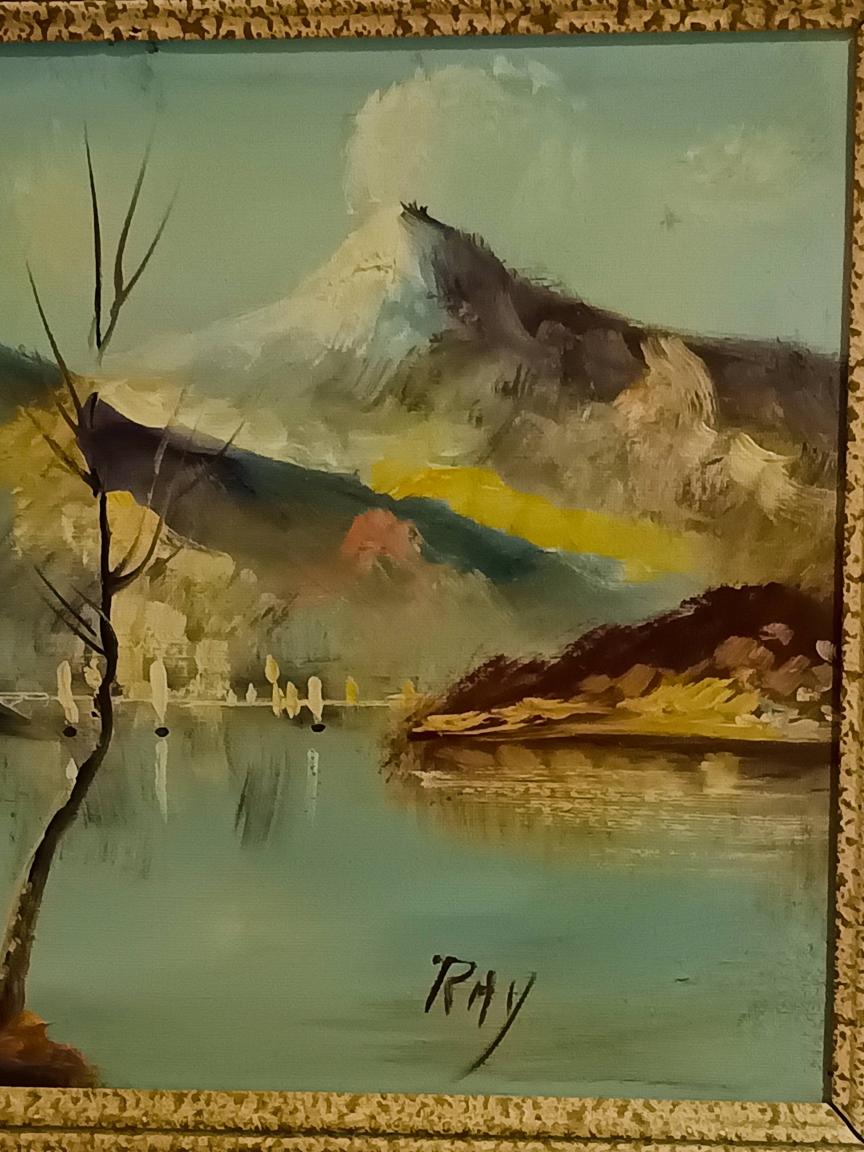 vintage oil on canvas 1950/1960 mountain landscape