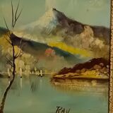 vintage oil on canvas 1950/1960 mountain landscape
