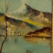 vintage oil on canvas 1950/1960 mountain landscape