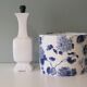 White mid-century ceramic table lamp