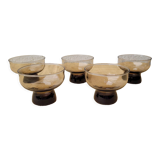 5 70's smoked glass cups