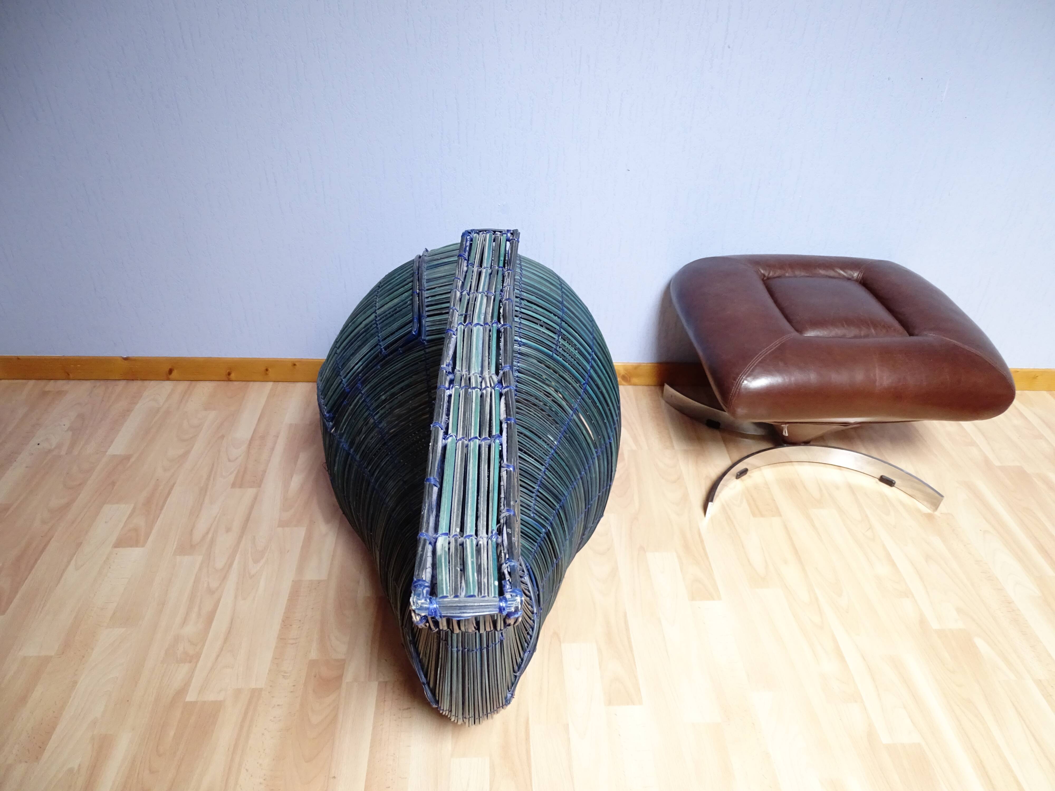 Vintage giant whale wicker storage box